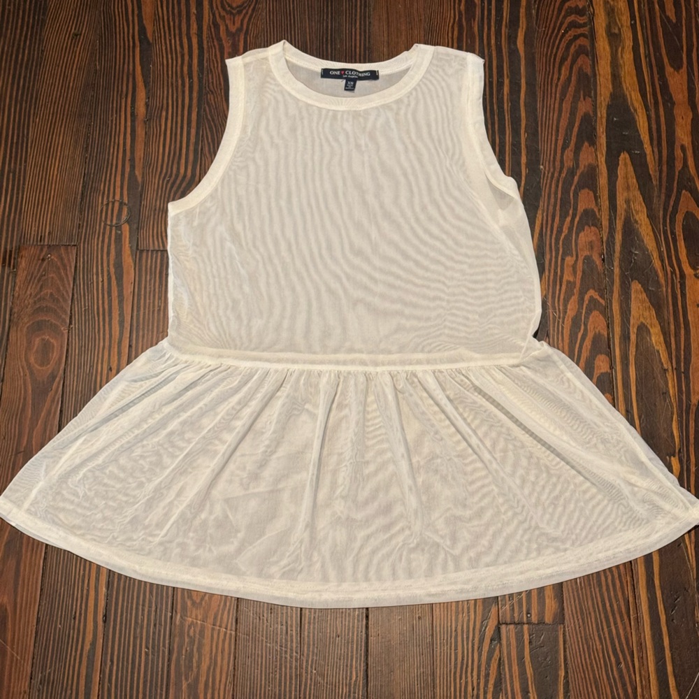 One Clothing Cream Mesh Top